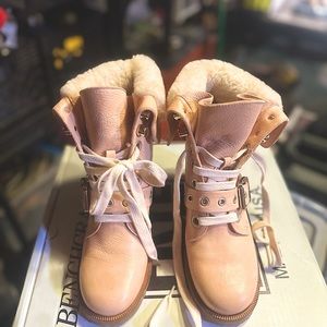 NWT Frye Boots (Authenticated) Rose Gold, Lace-up Women’s 6.5